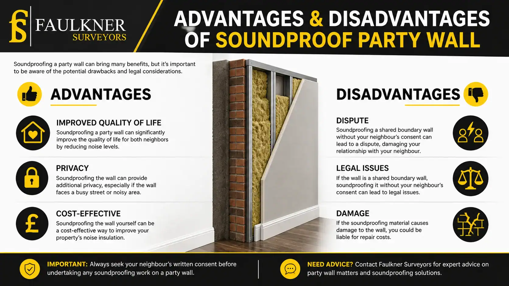 Can you soundproof a Party wall? 2 Advantages and Disadvantages of Soundproof Party Wall East-Grinstead