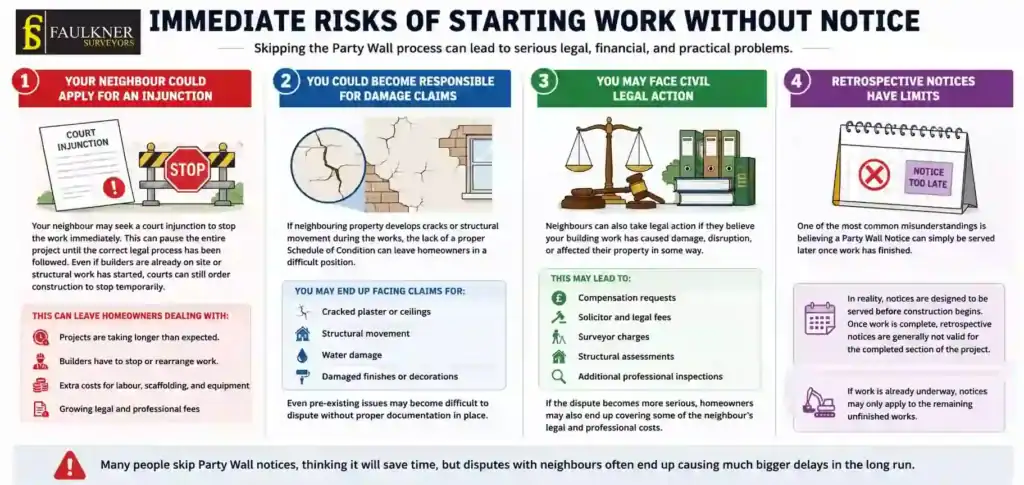 What Happens If You Start Work Without a Party Wall Notice? 1 Immediate Risks of Starting Work Without Party Wall Notice East-Grinstead